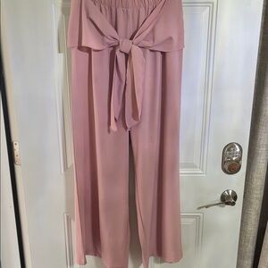 Soft Rose Wide-Leg Tie-Waist Jumpsuit